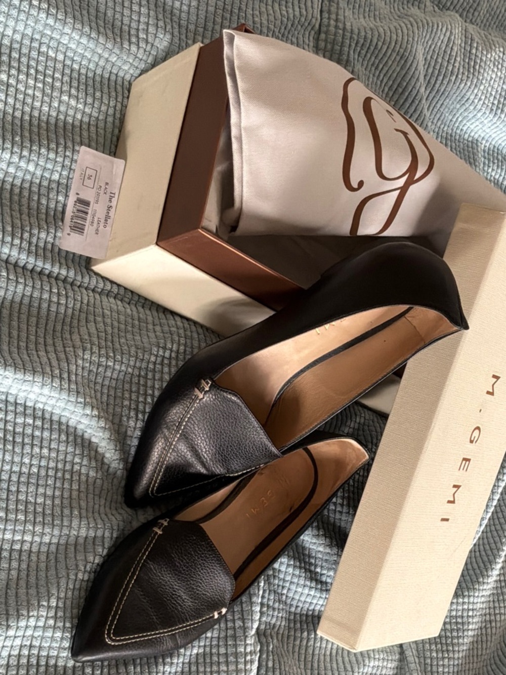 ❌M.Gemi Black Leather Pointed Toe Flats 6❌